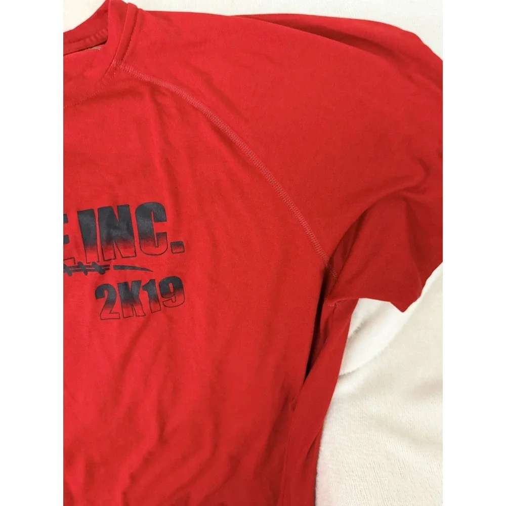 Adidas Climalite Shirt Mens L Red Hustle Inc 2K19 Football Training Team Tee